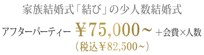 家族結婚式「結び」の少人数結婚式　アフターパーティー￥75,000～